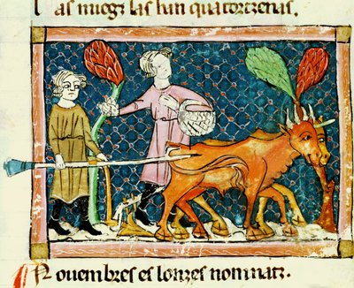 Fol.59r Oktober: Ploegen door Matfre Ermengaut